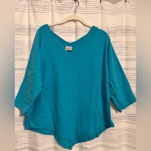 Oh My Gauze Blue V-Neck Top Size 2 - L